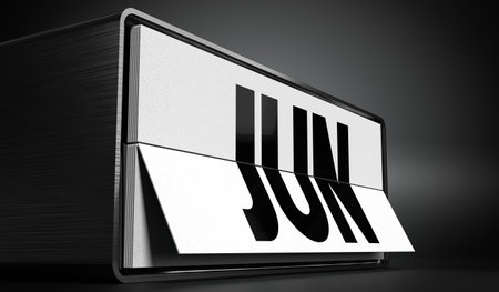 June - table calendar - 3D illustrationの写真素材