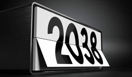2038 - table calendar - 3D illustrationの写真素材