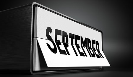 September - table calendar - 3D illustrationの写真素材