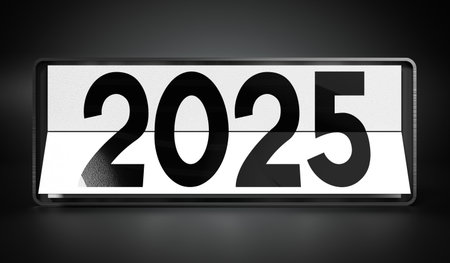 2025 - table calendar - 3D illustrationの写真素材