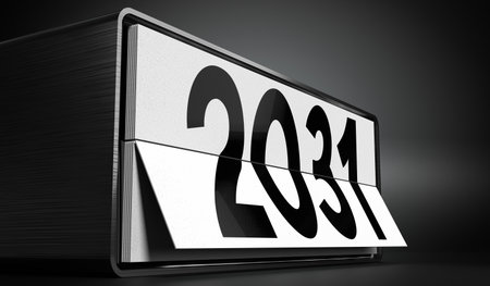 2031 - table calendar - 3D illustrationの写真素材