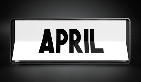 April - table calendar - 3D illustrationの写真素材