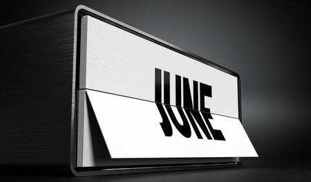 June - table calendar - 3D illustrationの写真素材