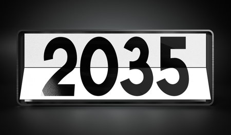 2035 - table calendar - 3D illustrationの写真素材