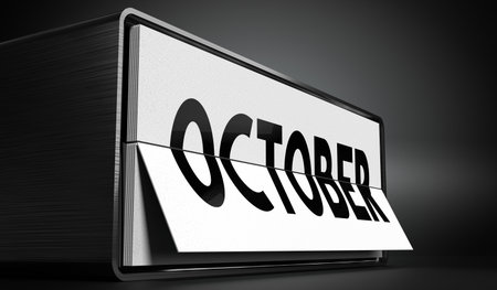 October - table calendar - 3D illustrationの写真素材