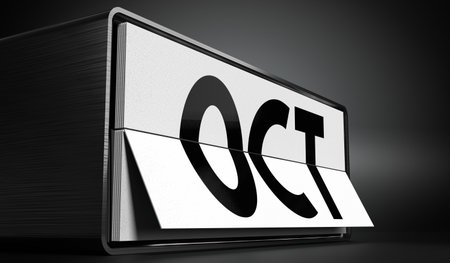 October - table calendar - 3D illustrationの写真素材