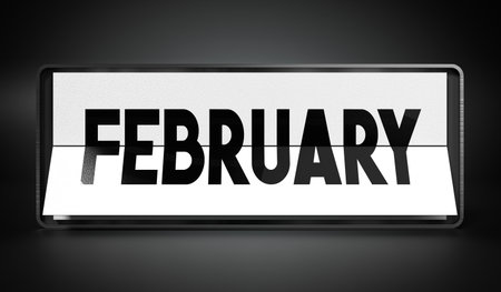 February - table calendar - 3D illustrationの写真素材