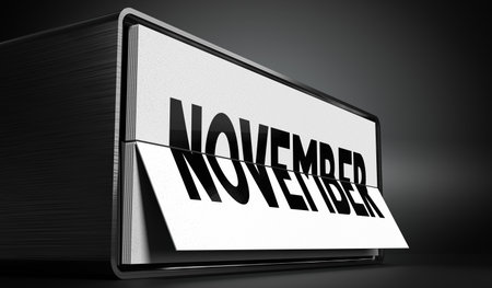November - table calendar - 3D illustrationの写真素材