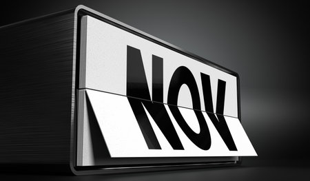 November - table calendar - 3D illustrationの写真素材