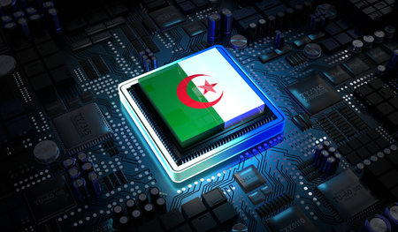 Computer processor with flag of Algeria - 3D illustrationの写真素材