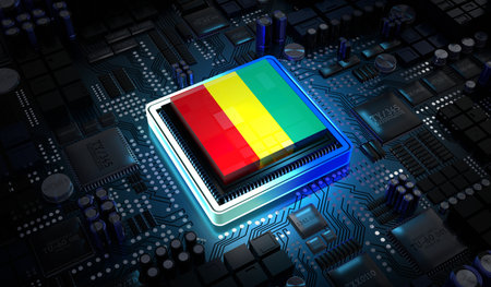 Computer processor with flag of Guinea - 3D illustrationの写真素材