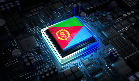 Computer processor with flag of Eritrea - 3D illustrationの写真素材
