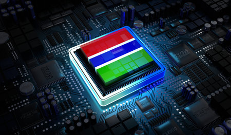 Computer processor with flag of Gambia - 3D illustrationの写真素材