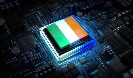 Computer processor with flag of Ireland - 3D illustrationの写真素材