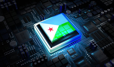 Computer processor with flag of Djibouti - 3D illustrationの写真素材