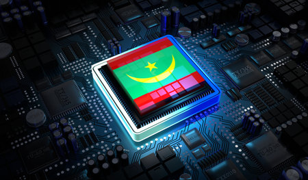 Computer processor with flag of Mauritania - 3D illustrationの写真素材