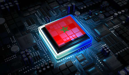 Computer processor with flag of Morocco - 3D illustrationの写真素材