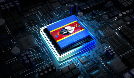 Computer processor with flag of Eswatini - 3D illustrationの写真素材