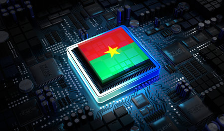 Computer processor with flag of Burkina Faso - 3D illustrationの写真素材