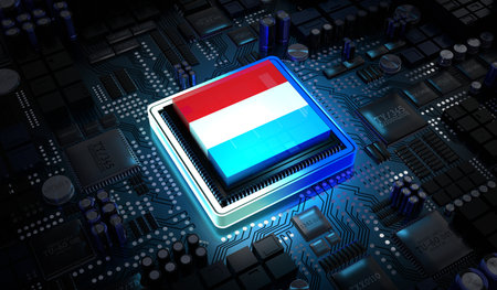 Computer processor with flag of Luxembourg - 3D illustrationの写真素材