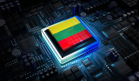 Computer processor with flag of Lituania - 3D illustrationの写真素材
