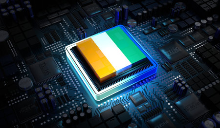 Computer processor with flag of Ivory Coast - 3D illustrationの写真素材