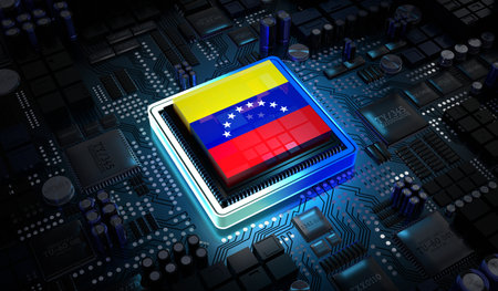 Computer processor with flag of Venezuela - 3D illustration