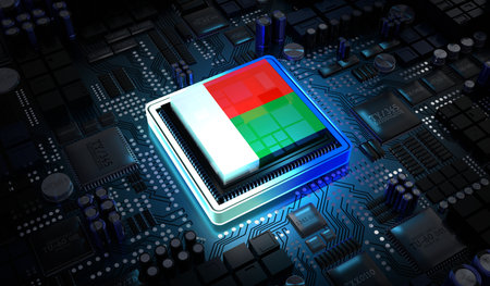 Computer processor with flag of Madagascar - 3D illustrationの写真素材