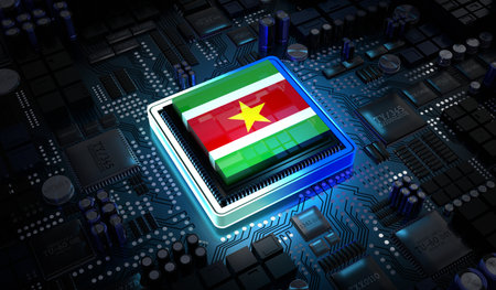 Computer processor with flag of Suriname - 3D illustrationの写真素材