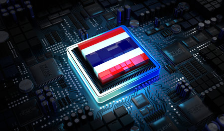 Computer processor with flag of Thailand - 3D illustrationの写真素材