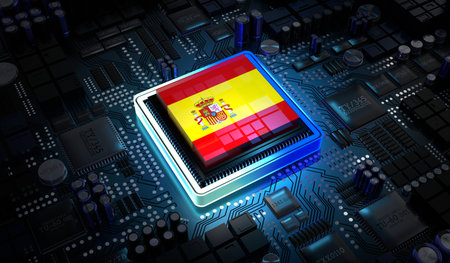Computer processor with flag of Spain - 3D illustrationの写真素材