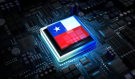 Computer processor with flag of Chile - 3D illustration