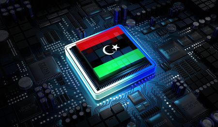 Computer processor with flag of Libya - 3D illustrationの写真素材