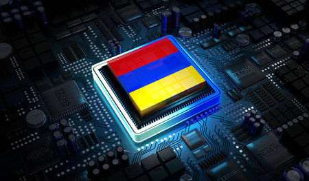 Computer processor with flag of Armenia - 3D illustrationの写真素材