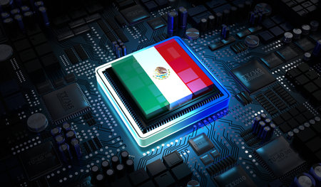 Computer processor with flag of Mexico - 3D illustrationの写真素材