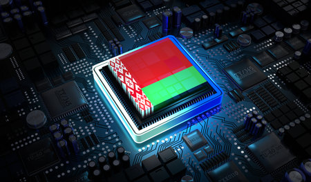 Computer processor with flag of Belarus - 3D illustrationの写真素材