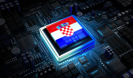 Computer processor with flag of Croatia - 3D illustrationの写真素材