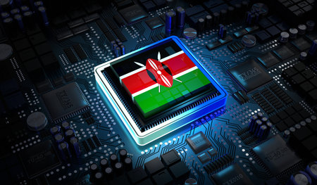 Computer processor with flag of Kenya - 3D illustrationの写真素材