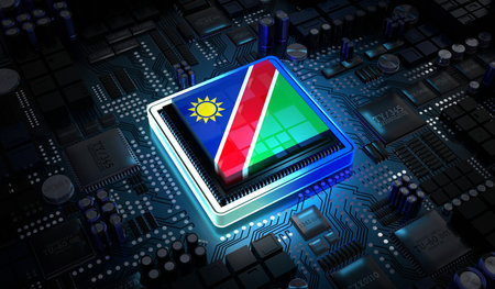 Computer processor with flag of Namibia - 3D illustrationの写真素材