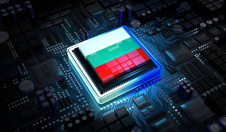Computer processor with flag of Bulgaria - 3D illustrationの写真素材