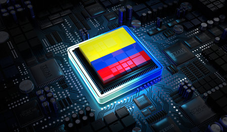 Computer processor with flag of Colombia - 3D illustrationの写真素材