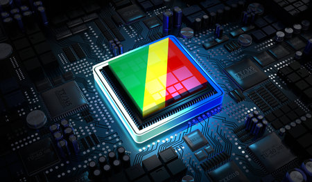 Computer processor with flag of Congo - 3D illustrationの写真素材
