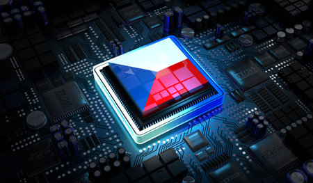 Computer processor with flag of Czechia - 3D illustration