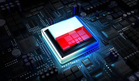 Computer processor with flag of Poland - 3D illustrationの写真素材