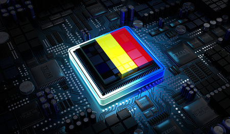 Computer processor with flag of Belgium - 3D illustrationの写真素材