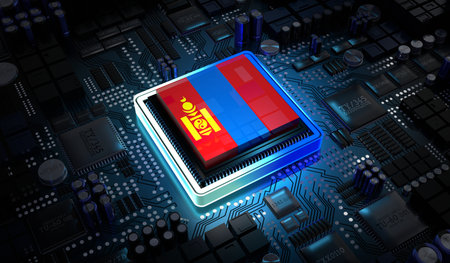 Computer processor with flag of Mongolia - 3D illustrationの写真素材
