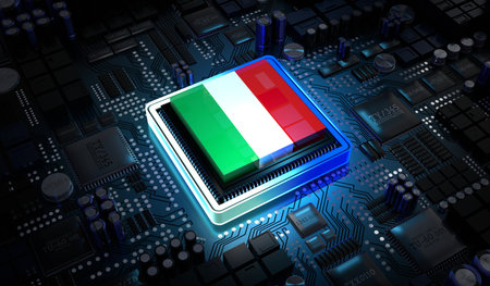 Computer processor with flag of Italy - 3D illustration