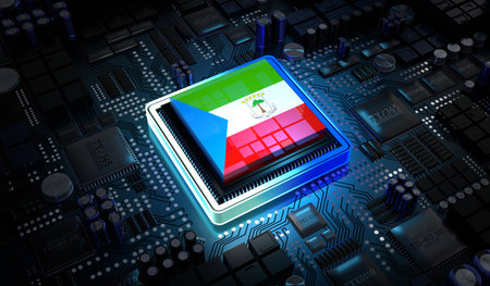 Computer processor with flag of Equatorial Guinea - 3D illustrationの写真素材