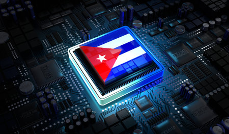 Computer processor with flag of Cuba - 3D illustrationの写真素材