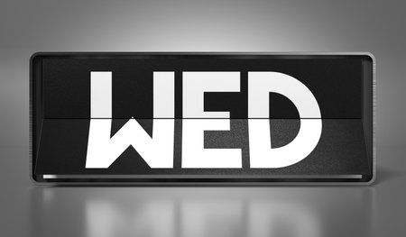 Wednesday - calendar on gray background - 3D illustration